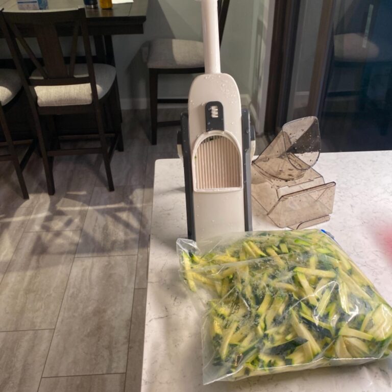 I have owned more kitchen gadgets than you can imagine. I access them on how often I use them. This gets used constantly. I have prepped zucchini, cucumbers, onions and sweet potatoes. Easy to use and safe. I have injured myself twice on traditional mandolins. I have spent so much more on so much less. Chef Pat, Delta ⭐⭐⭐⭐⭐