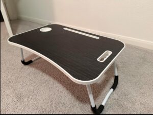 My husband is elderly and likes to sit in his recliner and read and use his laptop and occasionally eat. Nothing seemed to work efficiently so things wouldn’t slip off and spill. This little table is perfect, came fully assembled and is easy to fold and put aside when not in use.Thanks you people. Mrs Abel Bayelsa⭐⭐⭐⭐⭐